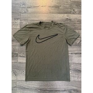 Nike Shirt Mens Medium Green Short Sleeve Running Lightweight Workout Gym Train